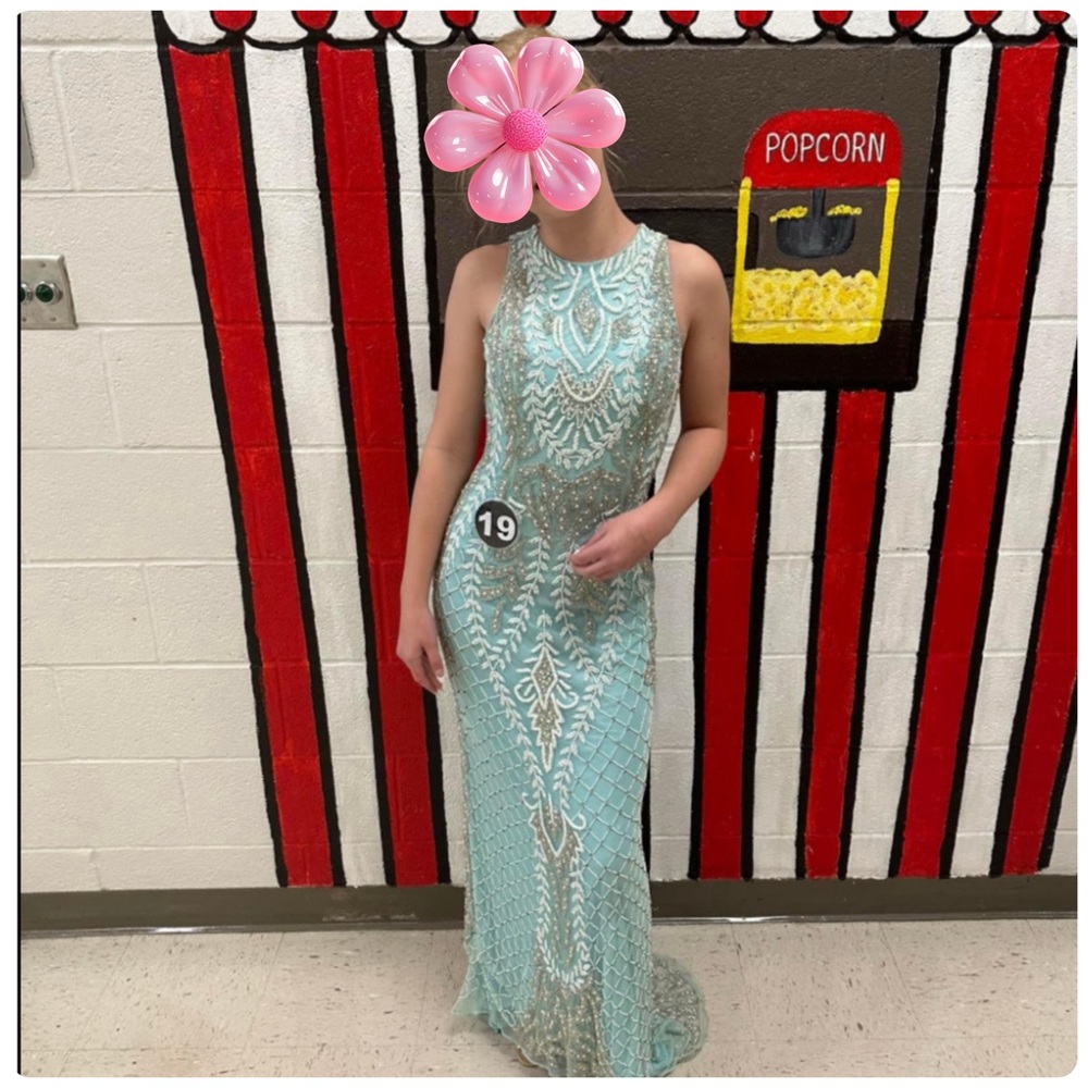 Elegant Beaded Prom/Formal  Dress - Light Blue